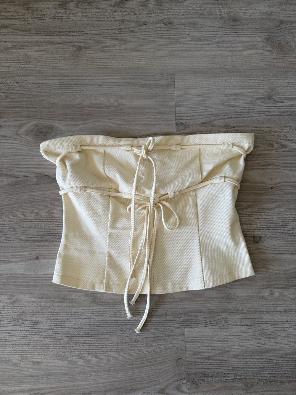 Pretty Garbage Strapless Cream Corset-Style Top